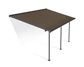 Pergola adossée Capri 3 x 6,2 m gris anthracite et bronze
