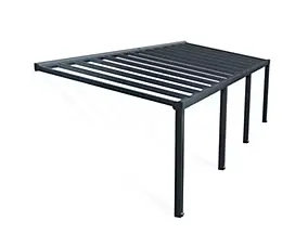 Pergola adossée Stockholm Palram Canopia aluminium et polycarbonate gris 3,32 x 8,05m