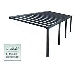 Pergola adossée Stockholm Palram Canopia aluminium et polycarbonate gris 3,32 x 9,5m