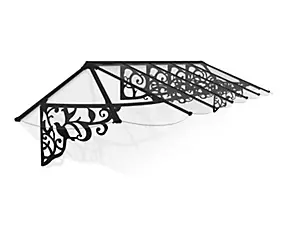 Marquise de porte Lily 88 x 422 cm Noire en Acrylique et aluminium