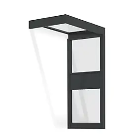 Marquise de porte 1 paroi gris anthracite Canopia Sophia 160 x 95 cm