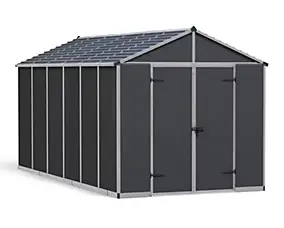 Abri de jardin Rubicon polycarbonate gris foncé surface totale 10,7m²