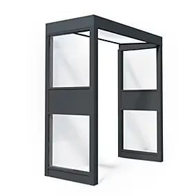 Marquise de porte 2 parois gris opale blanc Canopia Sophia 215 x 95 cm
