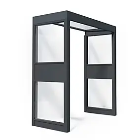 Marquise de porte 2 parois gris anthracite Canopia Sophia 215 x 95 cm