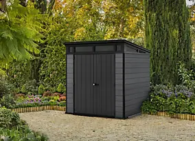 Abri de jardin en résine gris foncé 4,7m², Keter Cortina 77