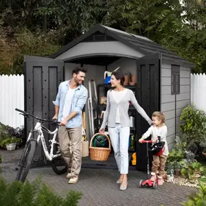 Abri de jardin en polypropylène 6,6 m² gris - L. 228 x P. 287 x H. 252 cm