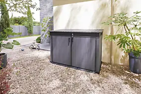 Coffre de jardin résine 2020 L, l.190,5 x H.132,5 x P.109,3 cm, gris anthracite, Keter Cortina