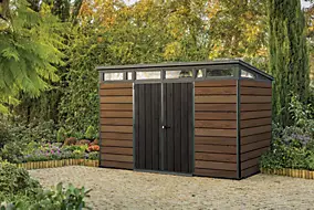 Abri de jardin WALNUT Signature 117 en résine coloris noyer - 7,4 m² - KETER