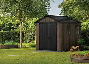 Abri de jardin modulable Newton Plus 759 / 975 Walnut en résine imitation bois surface hors tout 6,60 m² Keter