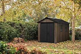 Abri de jardin modulable Newton Plus 7511/1175 Walnut en résine imitation bois surface hors tout 8,05 m² Keter