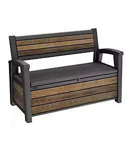 Banc de jardin résine avec coffre de rangement 227 L, l.133 x H.89 x P.61 cm, effet bois noyer, Keter Otto Walnut