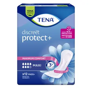 TENA Discreet protect + Serviettes hygiénique incontinence maxi 12 protections