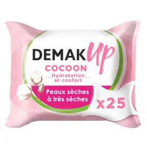 DEMAK'UP Cocoon Lingettes démaquillantes peaux sèches à très sèches 25 lingettes