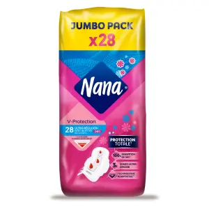 NANA Serviettes hygiéniques ultra régulier plus avec ailettes 28 serviettes