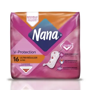 NANA Serviettes hygiéniques ultra régulier sans ailettes normal 16 serviettes