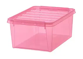 Boîte de rangement plastique 14L empilable SmartStore Colour 40 cm rose transparent