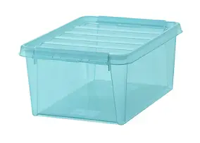 Boîte de rangement plastique 14L empilable SmartStore Colour 40 cm bleu transparent
