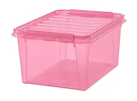 Boîte de rangement plastique 31L empilable SmartStore Colour 50 cm rose transparent
