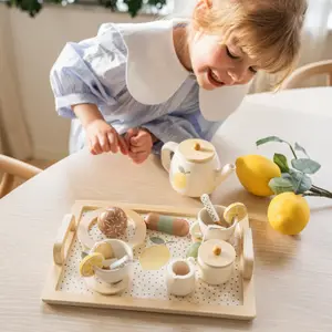 Service à thé citron en bois