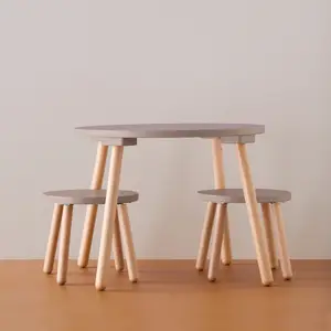Ensemble table et tabourets Marron