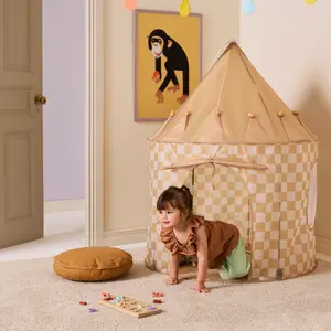 Tente de jeu à carreaux beige