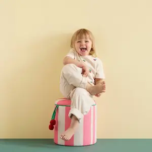 Pouf avec rangement Rayé Rose