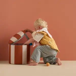 Pouf avec rangement Rayé Marron