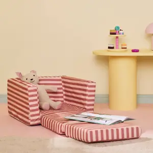 Fauteuil pliable rayé Vieux Rose-Argile