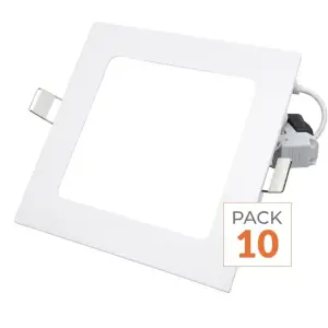 Spot LED Extra Plat Carré 24W Blanc - Pack de 10 - Blanc Froid 6000K - 8000K