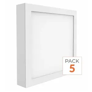 Plafonnier LED 24W 220V Carré - Pack de 5 - Blanc Chaud 2300K - 3500K