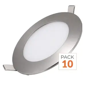 Downlight Dalle LED Extra Plate Ronde ALU 6W - Pack de 10 - Blanc Chaud 2300K - 3500K