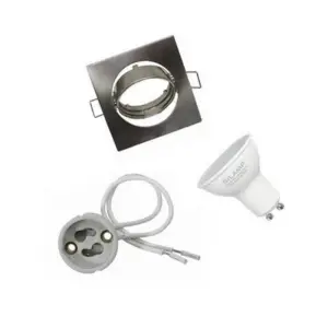 Kit Spot LED GU10 encastrable avec Ampoule LED 6W - Blanc Froid 6000K - 8000K