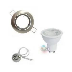 Kit Spot LED GU10 Encastrable Orientable 8W Rond Inox - Blanc Froid 6000K - 8000K