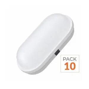 Applique LED Murale 20W Blanche Ovale IP65 - Pack de 10 - Blanc Neutre 4000K - 5500K