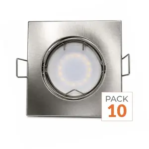 Kit Spot LED GU10 encastrable avec Ampoule LED 6W - Pack de 10 - Blanc Neutre 4000K - 5500K