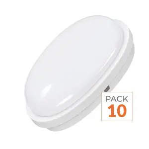 Applique LED Murale 20W Blanche Ronde IP65 - Pack de 10 - Blanc Neutre 4000K - 5500K
