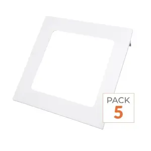 Spot LED Encastrable Carré BLANC 18W - Pack de 5 - Blanc Neutre 4000K - 5500K
