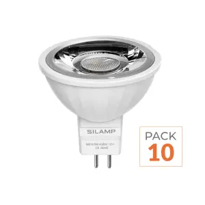Pack de 10 - Ampoule LED GU5.3 / MR16 12V 8W SMD 80° - Blanc Chaud 2300K - 3500K