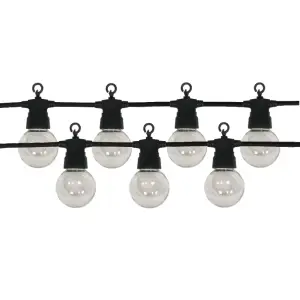 Guirlande Guinguette LED 13M 20pcs 6W IP65 Monocouleur - Câble Noir - Blanc Chaud 2300K - 3500K