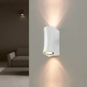 Applique Murale Blanche LED IP44 pour 2 ampoules GU10