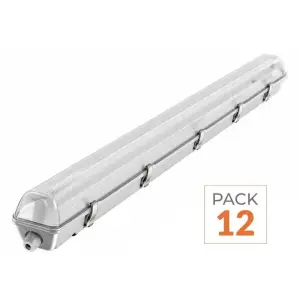 Pack de 12 - Réglette LED étanche pour Tube LED T8 120cm IP65