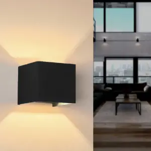 Applique Murale Noire Design LED 6W IP54 Carré - Blanc Chaud 2300K - 3500K