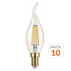 Ampoule LED E14 Flamme Filament 4W T35 - Pack de 10 - Blanc Chaud 2300K - 3500K
