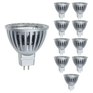 Ampoule LED COB GU5.3 / MR16 12V 4W 50° - Pack de 10 - Blanc Froid 6000K - 8000K