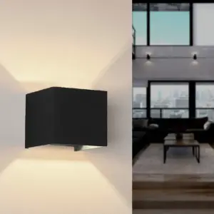 Applique Murale Noire Design LED 12W IP54 Carré - Blanc Neutre 4000K - 5500K