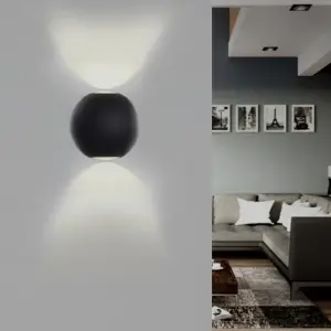 Applique Murale Noire Design LED Double Faisceaux IP54 6W - Blanc Neutre 4000K - 5500K