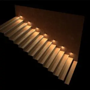 Balise LED saillie Ronde 2W 220V 55° Noire IP65 pour Escalier - Blanc Chaud 2300K - 3500K