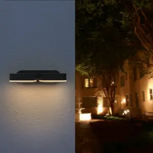 Applique Murale Double Noire LED 12W IP54 Orientable Ovale - Blanc Chaud 2300K - 3500K