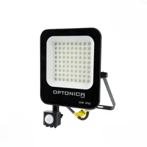 Projecteur LED 50W Détecteur de Mouvement Crépusculaire Extra Plat IP65 NOIR - Blanc Froid 6000K - 8000K