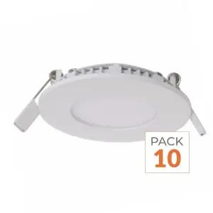 Spot LED Encastrable Rond BLANC 3W - Pack de 10 - Blanc Neutre 4000K - 5500K